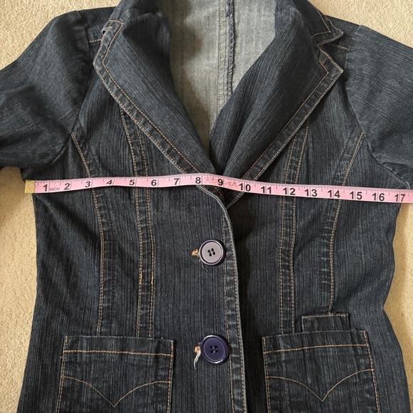 Vintage Y2K Denim Jean Chambray Blazer Jacket Y2K L - Picture 9 of 10